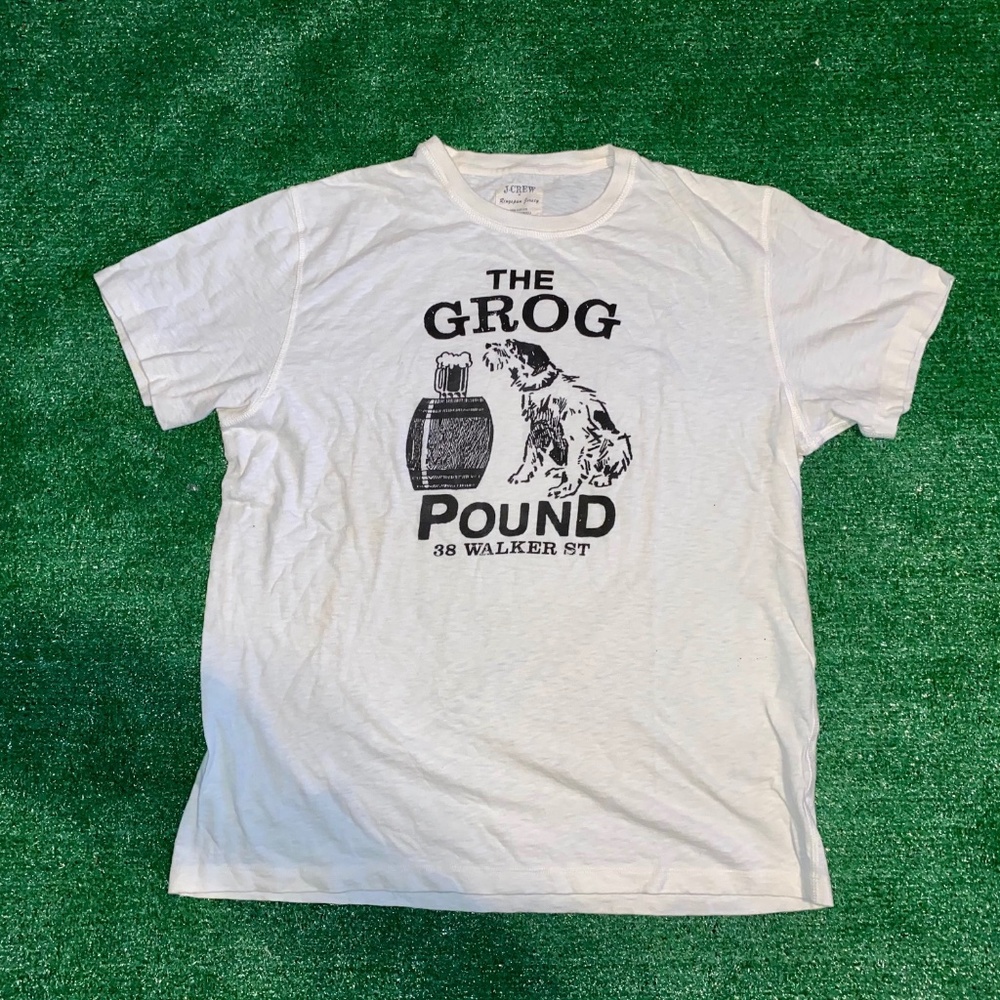 Vintage 2006 J. Crew White Graphic T-Shirt Dog af